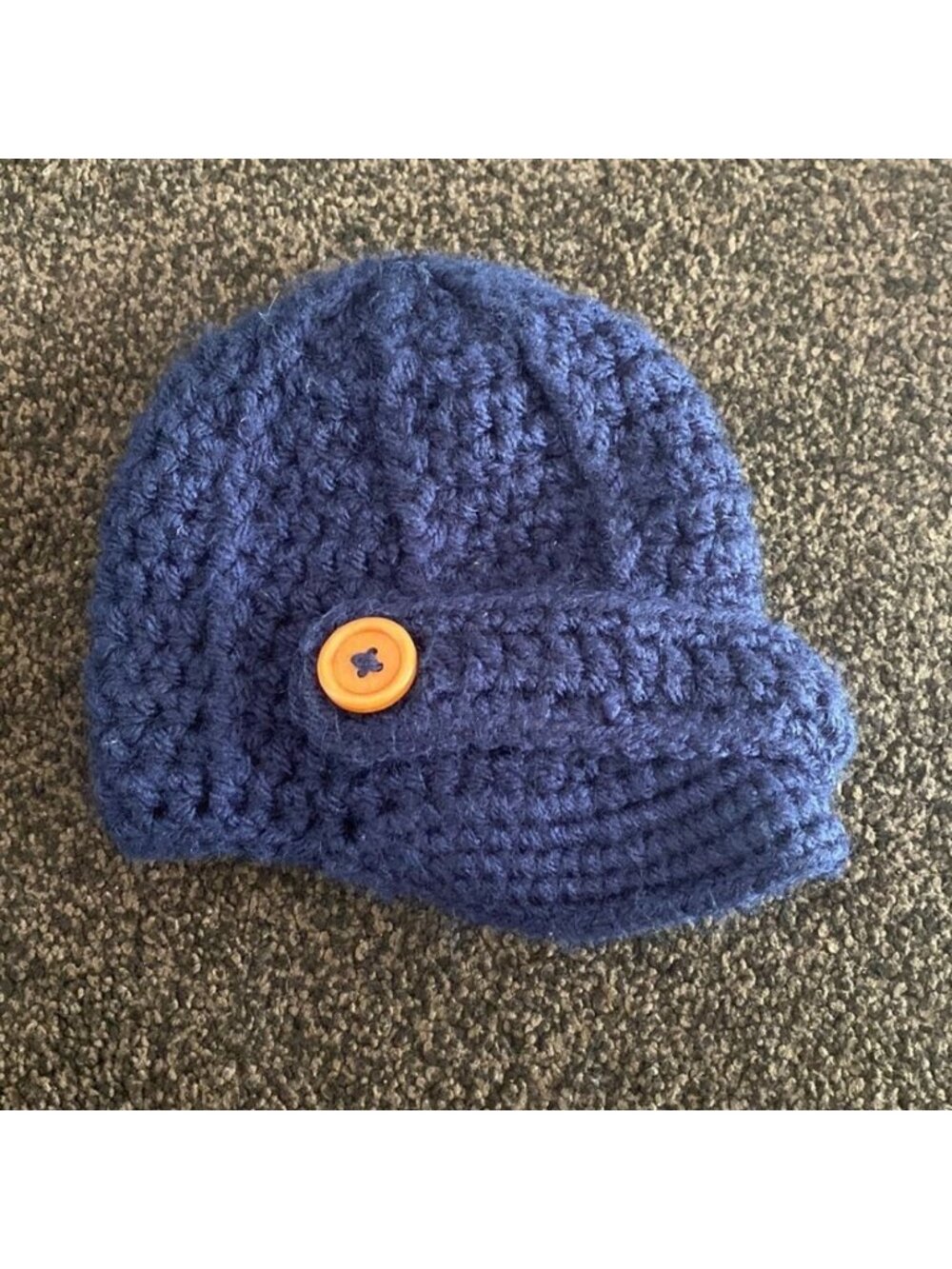 Crochet Baby Hat Newsboy Blue Girl Boy 0-3 months
